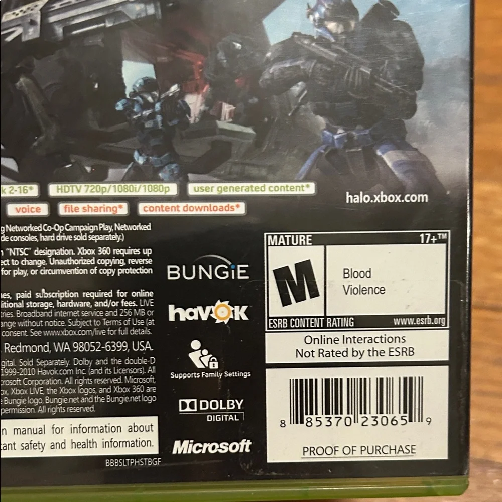 Microsoft Xbox 360 Halo: Reach Green Case with Iconic Cover Art